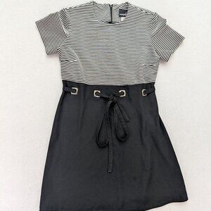 Positive Attitude Vintage 90s Women's Dress Size 8P Black White Striped